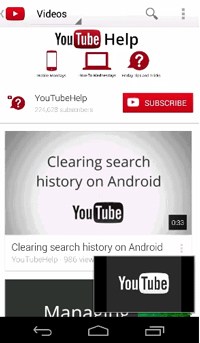 Главное окно YouTube на мобильном устройстве Главное окно YouTube на мобильном устройстве