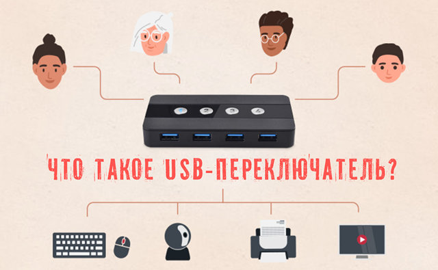 Иллюстрация к записи «USB-переключатель: что это такое и как он упрощает работу с несколькими»