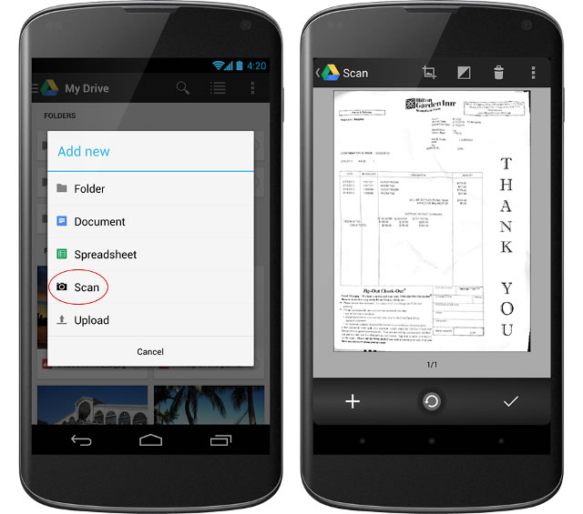 Приложение Диска Google для Android научилось сканировать документы