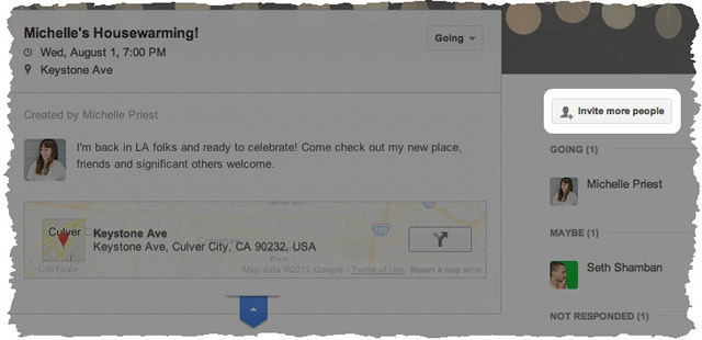 Приглашение и изменения настроек для гостей при создании события на Google Plus