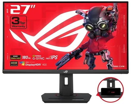 На изображении представлен игровой монитор ASUS ROG (Republic of Gamers) Strix XG27ACS с диагональю 27 дюймов
