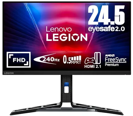 На изображении представлен игровой монитор Lenovo Legion версии R25f-30 с диагональю 24,5 дюйма
