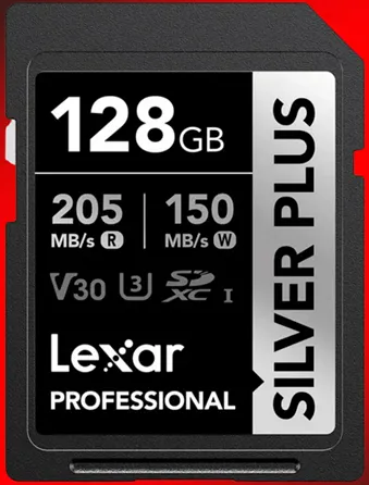 Карта памяти Lexar Professional SILVER PLUS SDXC UHS-I для съемки видео в формате Full HD