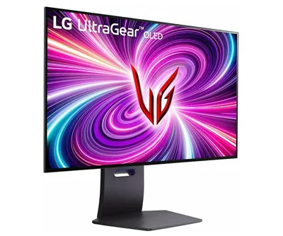 На изображении представлен игровой монитор LG UltraGear OLED модель 32GS95UE-B