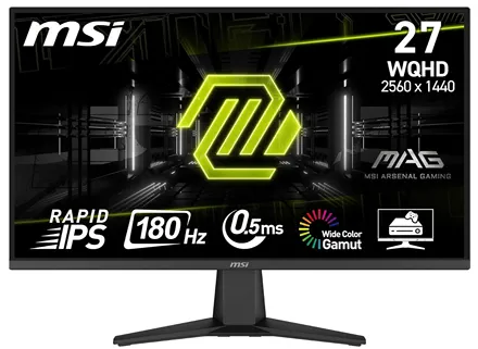 Игровой монитор MSI MAG 275QF 27 дюймов WQHD 2560x1440 — Rapid IPS, 180 Гц, 0,5 мс, поддержка HDR, AMD FreeSync, защита зрения