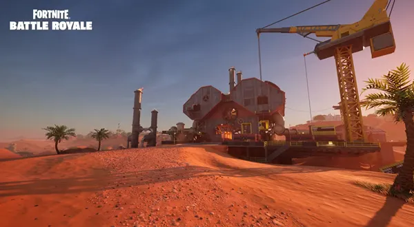 На изображении показан фрагмент карты из игры Fortnite: Battle Royale (глава 5, сезон 3, «Wrecked»)