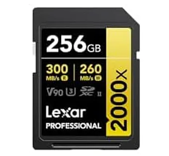 Профессиональная карта памяти Lexar 256 ГБ SDXC с разрешением 2000x подходит для цифровых зеркальных камер и видеокамер кинематографического качества