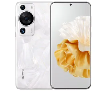 На изображении представлен смартфон HUAWEI P60 Pro в белом цвете (вариант расцветки «Жемчужина Рококо»)