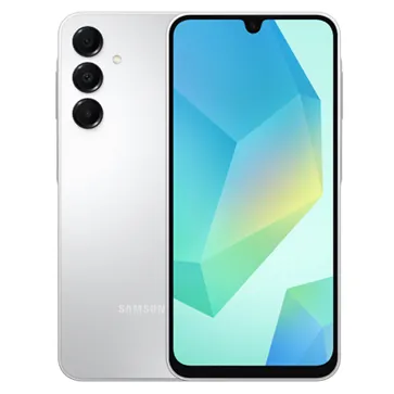 На изображении представлен смартфон Samsung Galaxy A16 (модель SM-A165F) в серебристом цвете