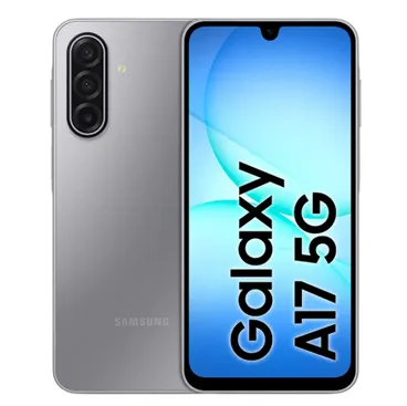 На изображении представлен смартфон Samsung Galaxy A17 5G в серебристо-серой расцветке