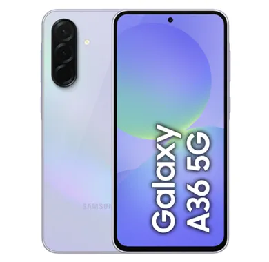 На изображении представлен смартфон Samsung Galaxy A36 5G. Это устройство относится к среднему ценовому сегменту и оснащено современными характеристиками