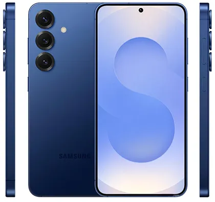 На изображении представлен смартфон Samsung Galaxy S25+ 5G в синем цвете