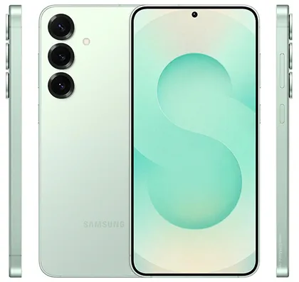 На изображении представлен смартфон Samsung Galaxy S25+ 5G в мятном цвете