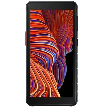 На изображении представлен смартфон Samsung Galaxy XCover 5. Это устройство предназначено для работы в сложных условиях и отличается высокой прочностью
