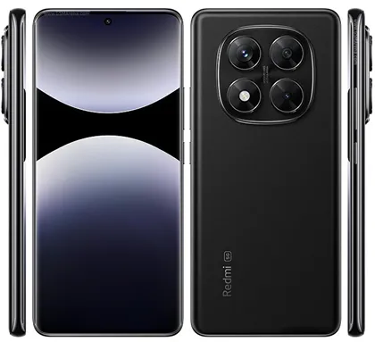 На изображении представлен смартфон Xiaomi Redmi Note 14 Pro 5G в черном цвете