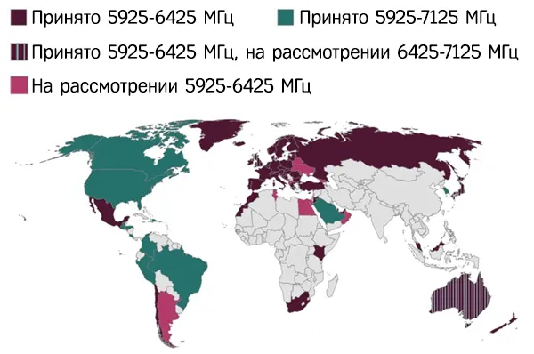 страны, где разрешен Wi-Fi в диапазоне 6 ГГц
