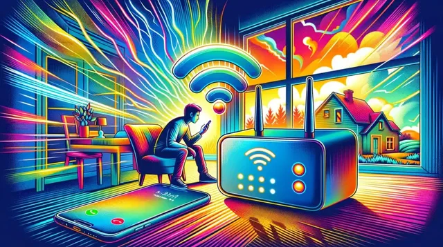 Яркая абстракция на тему использования Wi-Fi для звонков