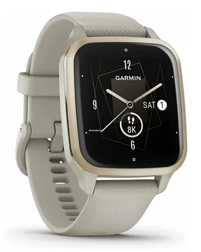Смарт-часы Garmin Venu Sq 2 Music Edition серый с безелем цвета кремового золота и силиконовым ремешком