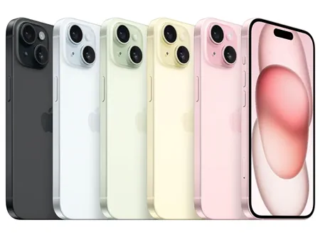 Серия смартфонов iPhone 15 разных расцветок