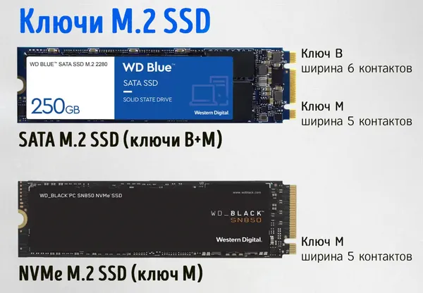 SSD-ключи для M2 NVMe и SATA