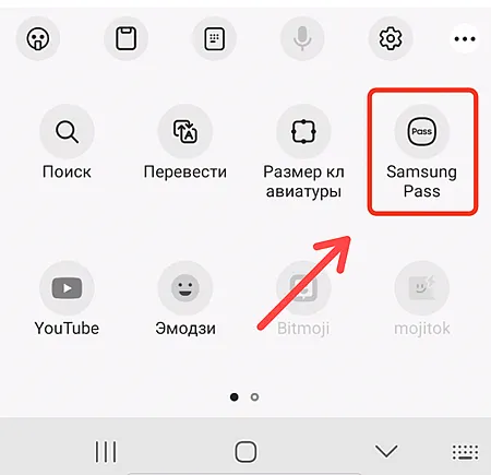 Запуск менеджера паролей Samsung Pass с клавиатуры