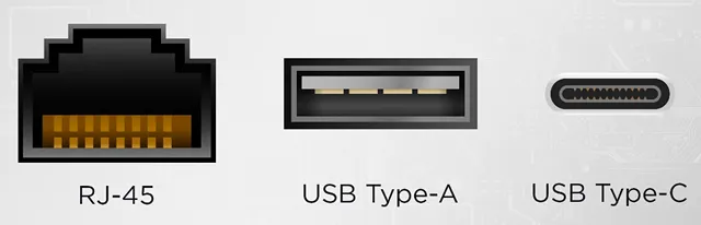 Сравнение физического размера портов Ethernet и USB