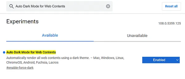 Добавление темной темы для сайтов в браузере Google Chrome