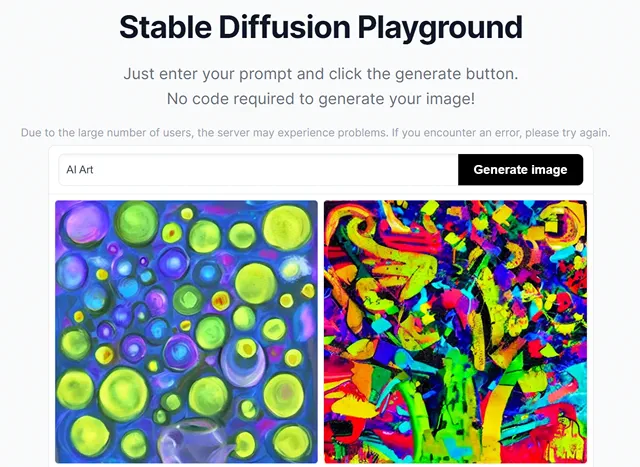 Пример генерации изображений с помощью онлайн-версии Stable Diffusion