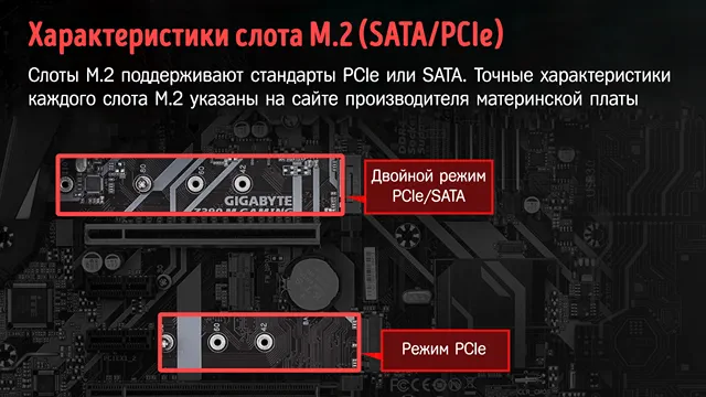 Характеристики слота M.2 – SATA и PCIe