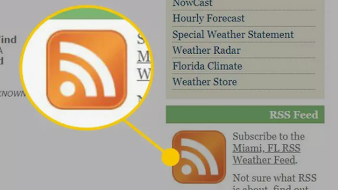 Пример значка RSS канала на обычном веб-сайте