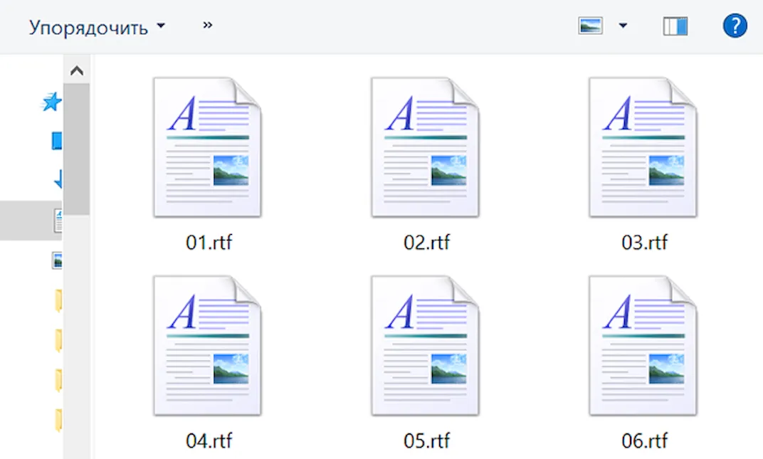 Вид файлов формата RTF в проводнике Windows