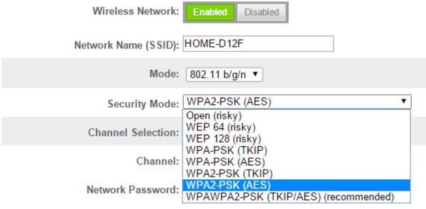 Выбор параметров защиты беспроводной сети Wi-Fi