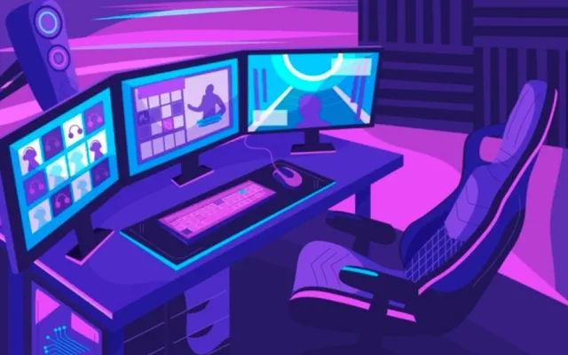 Иллюстрация на тему оборудования рабочего места компьютерного игрока
