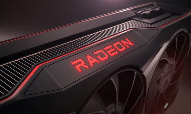 Яркая эмблема видеокарты AMD Radeon