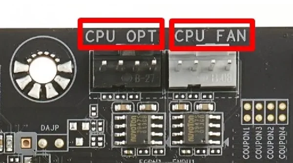 Разъёмы CPU_OPT и CPU_FAN на материнской плате