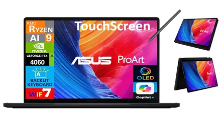 Ноутбук «2 в 1» ASUS ProArt PX13 с искусственным интеллектом, 13,3-дюймовым сенсорным экраном AMOLED с разрешением 2,8K