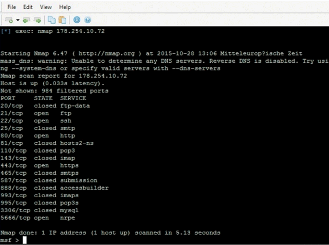 В этом примере мы проверили указанный IP-адрес с помощью сканера портов nmap