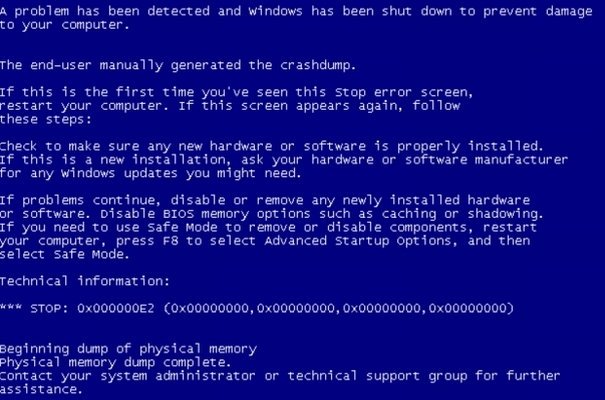 BSoD экран в системе Windows XP