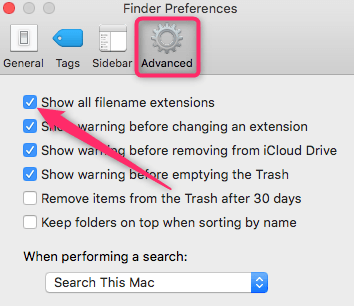 Как включить расширения файлов в системе macOS