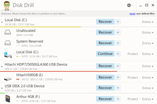 Disk Drill Free создаст список найденных файлов