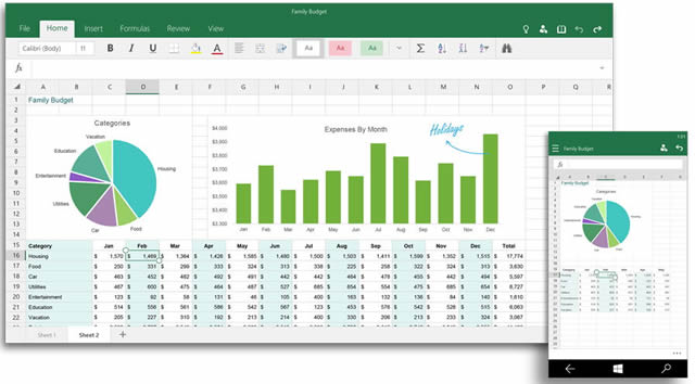 Приложение Excel 2016 на компьютере и смартфоне